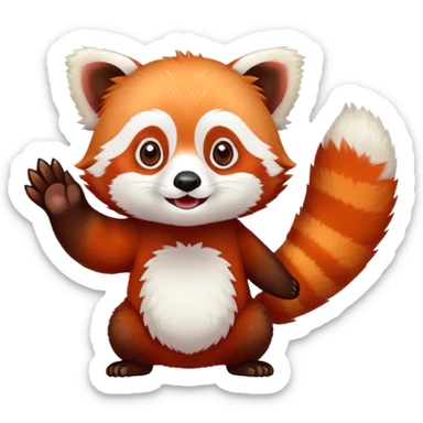 Red panda saying goodbye sticker