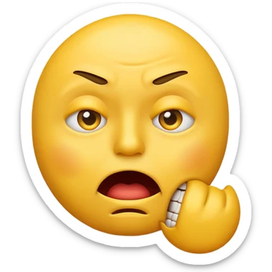 emoji showing anxiety, biting lip, raised eyebrows, worried expression, yellow face sticker