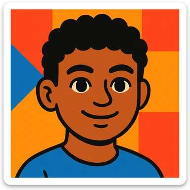 character emoji with tan skin and short black curly hair sticker