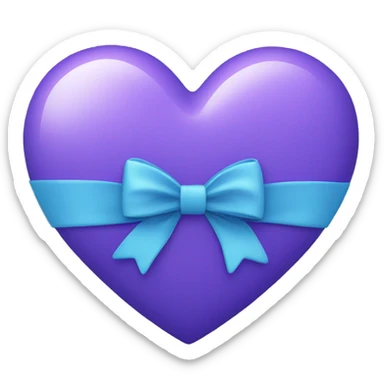 purple and blue heart with a bow sticker