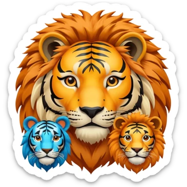 Palabra TEAM UNIVERSO con tigre en la derecha. León izquierda, un mundo en centro sticker
