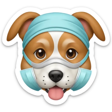 dog Wearing Medical Mask sticker
