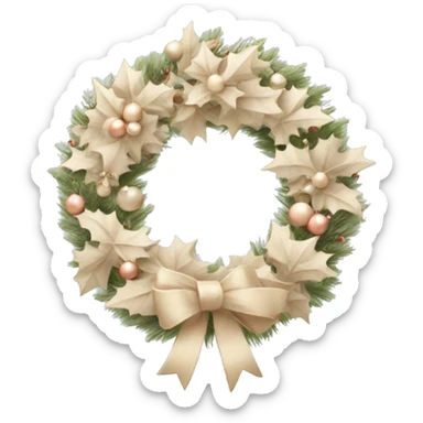 Pastel beige Christmas wreath sticker