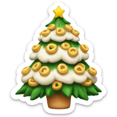 A Christmas tree decorated with pelmeni sticker