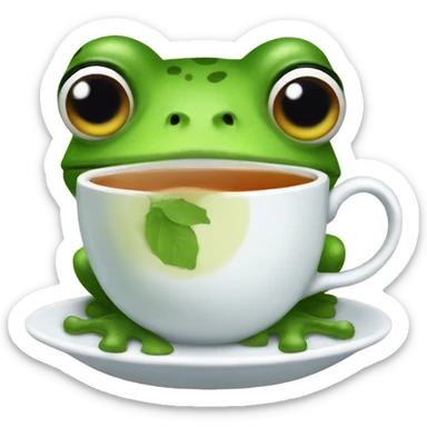 Frog drinking tea sticker