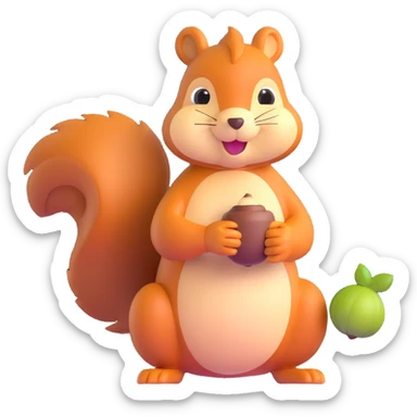 squirrel holding an acorn sticker