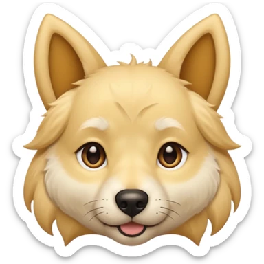 light yellow dog, pointy ears, brown eyes, light brown nose sticker