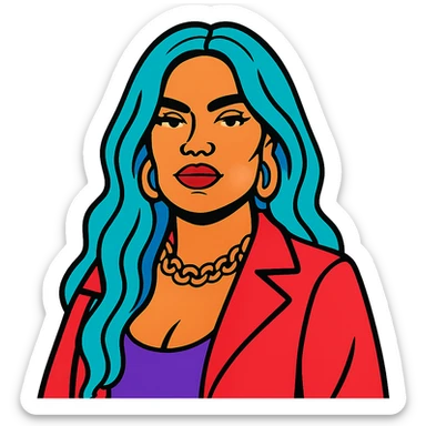 Karol G vibrant toon style with bold colors and iconic style sticker