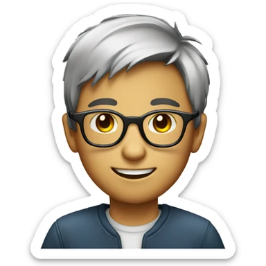 A boy wearing glasses with a cherry sticker