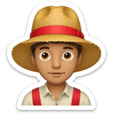 Chapeau de paille avec ruban rouge homme sticker