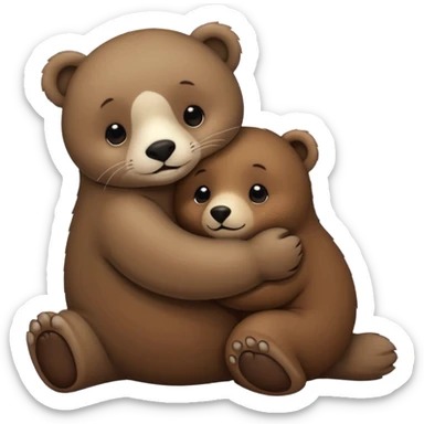 small seal hugging a brown bear sticker
