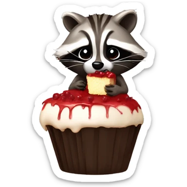 Raccoon eating raccoon cakepop sticker