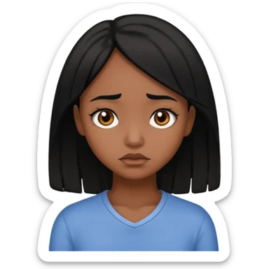 pretty brown girl with black hair who is sad sticker
