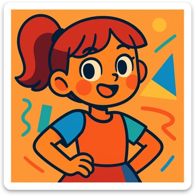 a girl in vibrant toon style sticker