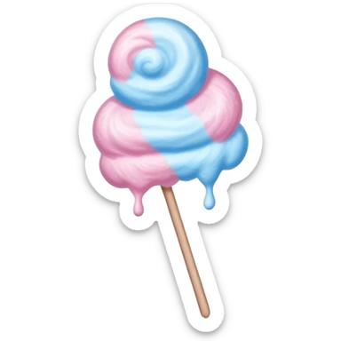 Pink and blue fluffy cotton candy on a stick sticker