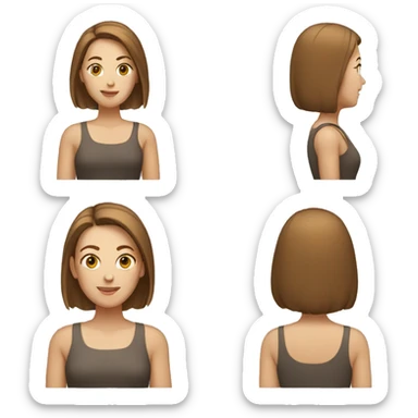 white woman with brown straight hair up to her shoulders sticker