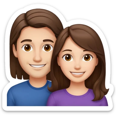  Couple with girlfriend brunettes sticker