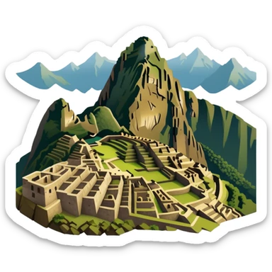 Machu Picchu with subdued earthy tones, not bright sticker