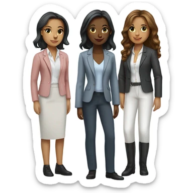 corporate team of girls with 4 girls sticker