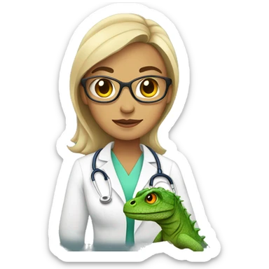 female doctor with lizard sticker