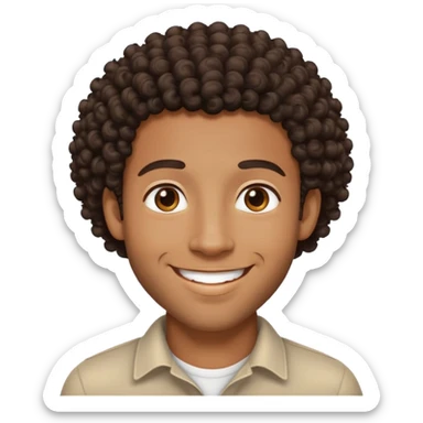 Black handsome guy, curly hair ,smiling  sticker