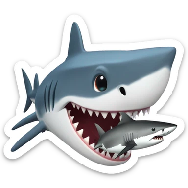 Shark eating a shark sticker