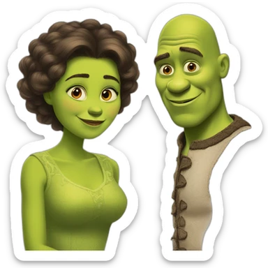 Homme et femme qui regarde shrek sticker