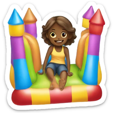 girl sitting in bouncy house sticker