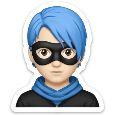 blue haired criminal with robber mask sticker