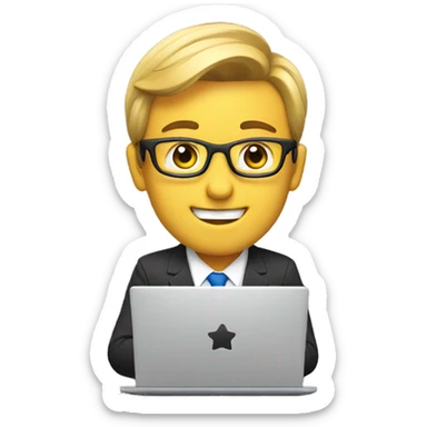 A realtor works with a laptop sticker