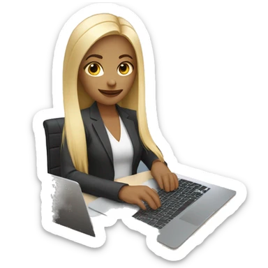 SOCIAL MEDIA MANGER,  A GIRL WITH BLONDE HAIR HOLDING LAPTOP AND A PHONE sticker