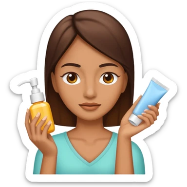 create a iphone emoji, woman using product skincare sticker