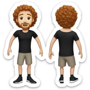 Red-haired man with curly hair and a beard, wearing a black Nike t-shirt  sticker
