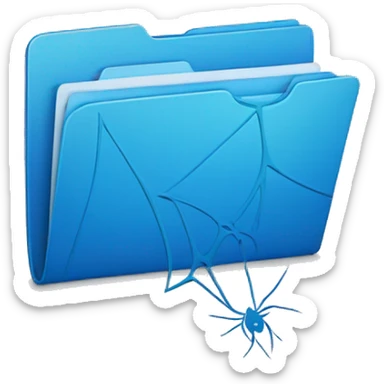 blue folder icon with a spiderweb on top sticker