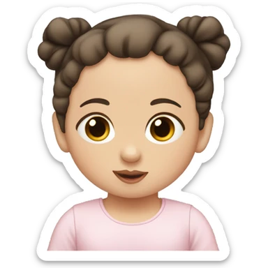 White little brown-eyed baby with dark hair, two pigtails, plump lips sticker
