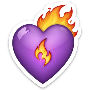 Purple heart broken with fire sticker
