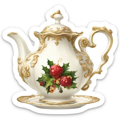 Christmas rococo tea set sticker