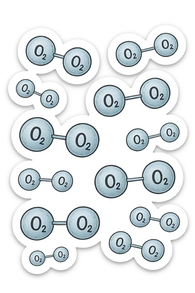 molecole di ossigeno che volano sticker
