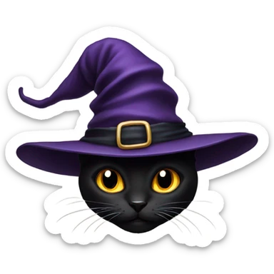 Black cat with witch hat sticker