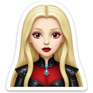 Countess Dracula with long blonde hair and black sequin outfit sticker