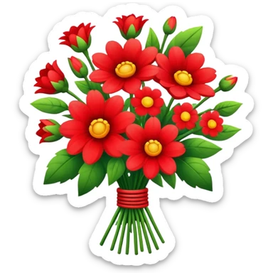 Red flower bouquet  sticker