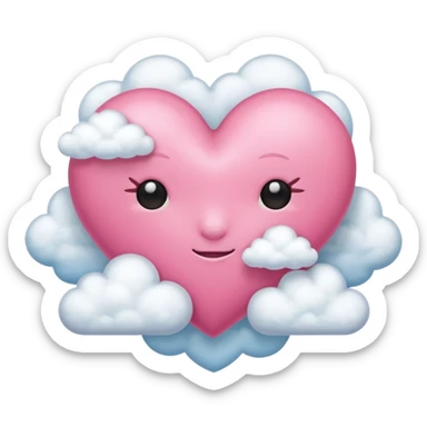 Pink heart with clouds sticker