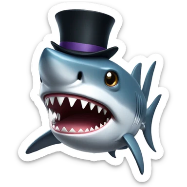 Shark with a top hat sticker