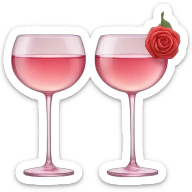 Two glasses of rose wine are clink sticker