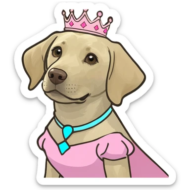 blonde lab wearing a princess dress  sticker