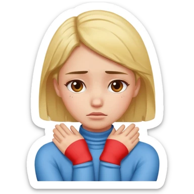 Arms crossed holding neck upset girl  sticker