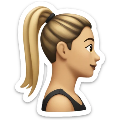 side face with nose and black cheek and a pony tail sticker