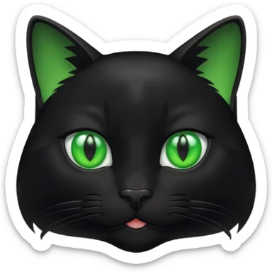 a black cat with green eyes  sticker