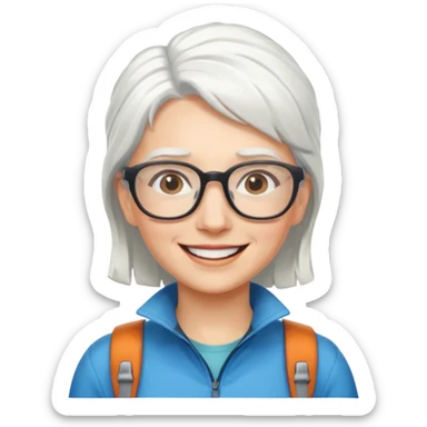 climber woman with white hair and glassess sticker