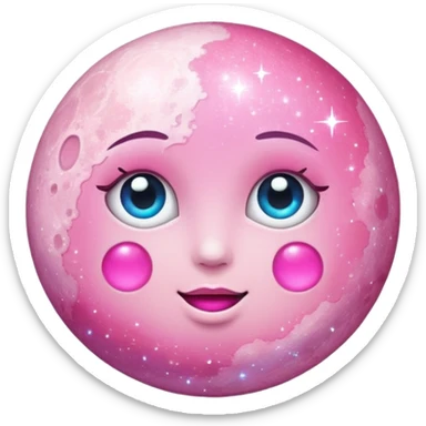 Pink sparkly moon sticker